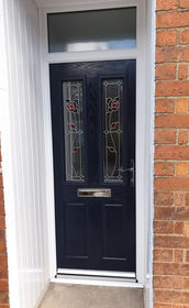 Dorset Cardinal blue composite front door with toplight