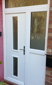 Tyne Anice white composite front door with toplight & side panel